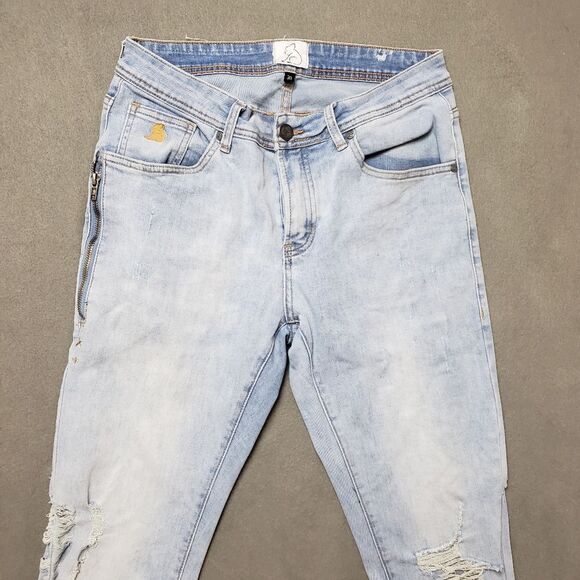 Kuwalla Men's Blue Grey Destroyed Denim Skinny Fit Jeans KUL-K5 Size 30 - Picture 2 of 16